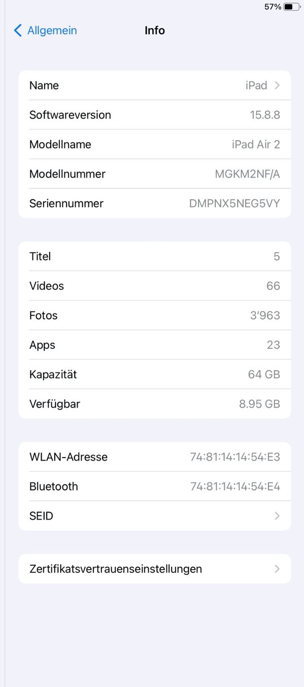 Apple Tablet PC: Ipad Air 2 – Gebraucht aus Herrliberg von Buchenrain 3