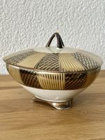 Vintage Porzellandose Bavaria Elfenbein Gold Schwarz 15cm