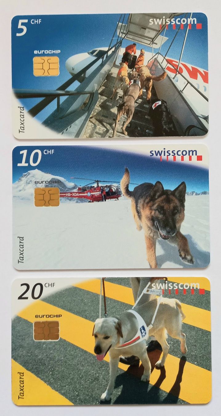 Swisscom Schede telefoniche: Taxcard "Hunde im Dienst" 2001 - CH – Usato da Niederuzwil venduto da lubimaja