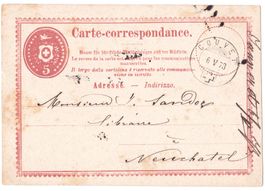 Erste PK: Couvet 1873 nach Neuchâtel