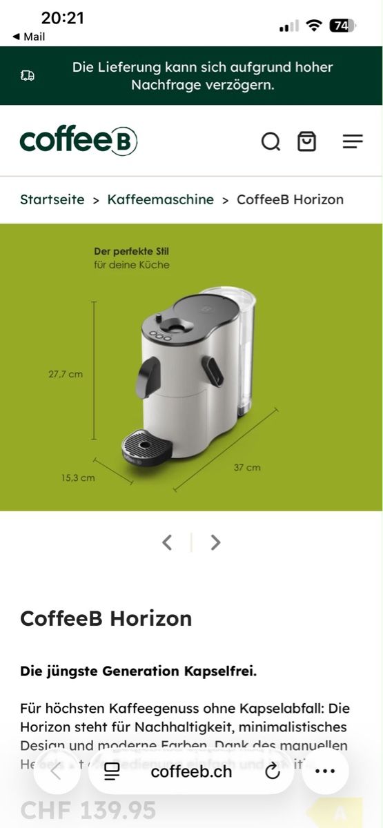 Coffee B Machines à café & Machines à expresso: CoffeeB Horizon – Neuf avec emballage d'origine à St. Gallen par 19simon97 3