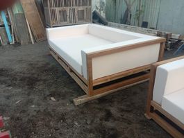 Sofa Outdoor Lounge Tagesbett Gartensofa Teakholz Couch Bett