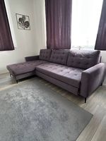 Ecksofa mit Schlaffunktion, lila Stoff, 280cm breit, top ...