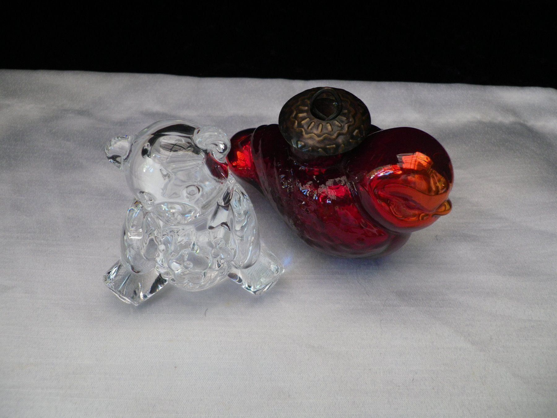 Statuette: 2 Glas-Tiere  Bär und Vogel – Usato da Reinach venduto da Mietze 3