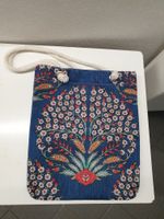 Blaue Stofftasche mit Blumenmuster - neu und handfertigt 