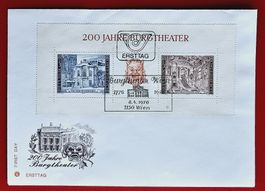 ÖSTERREICH 200 JAHRE BURGTHEATER WIEN 1976 BLOCK FDC