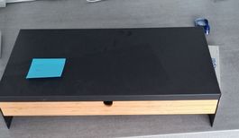 Monitorständer schwarz mit Holzschublade wie neu