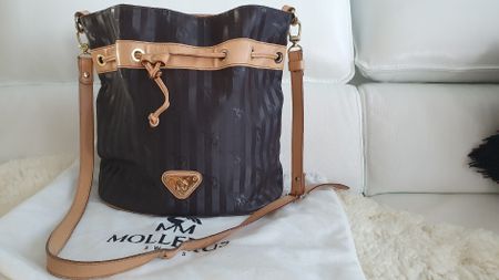 MOLLERUS Tasche  Beuteltasche Dunkelbraun/Beige