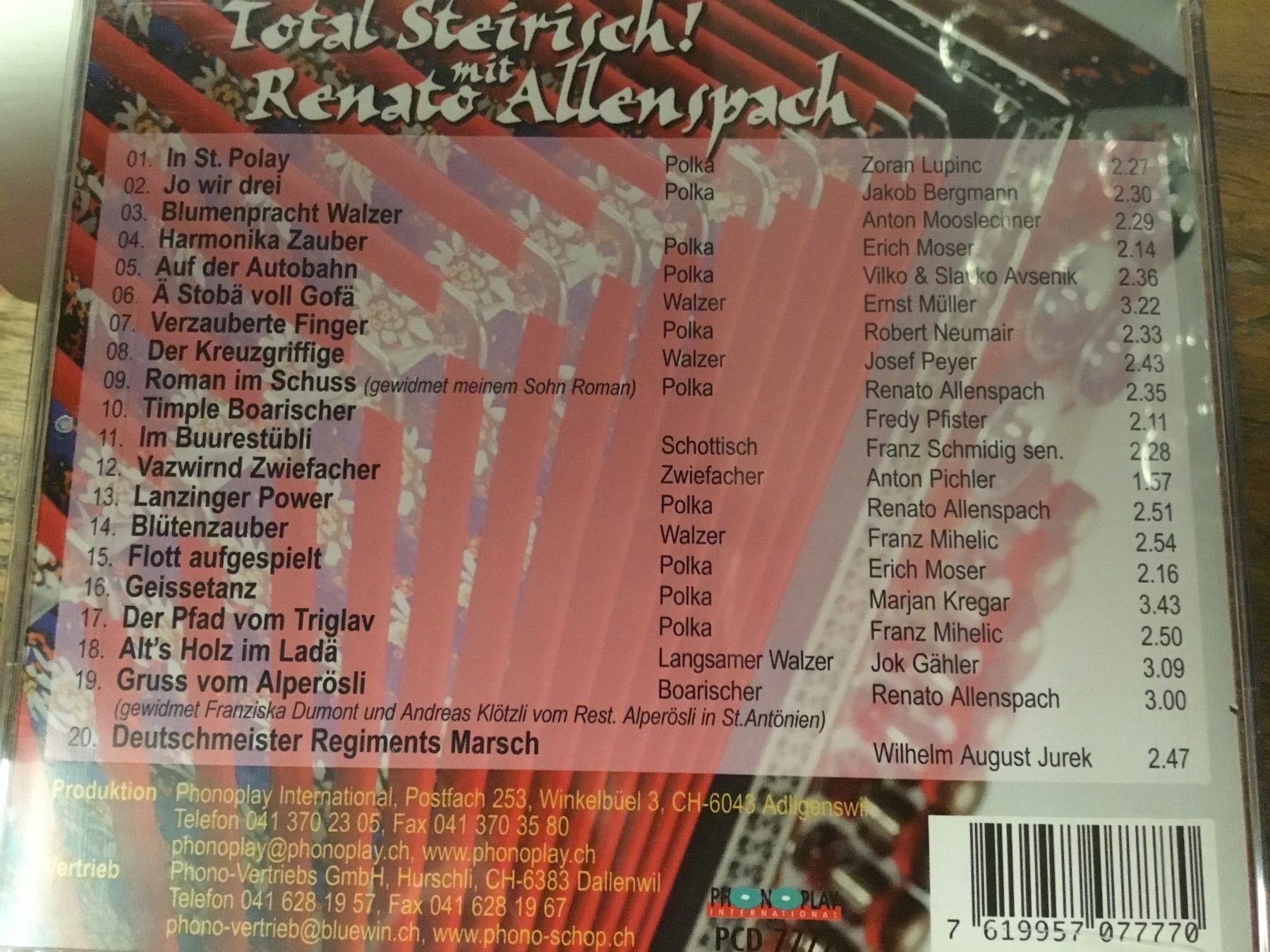 CD: Renato Allenspach  Harmonika…. – Usato da Thierachern venduto da sweden08 1