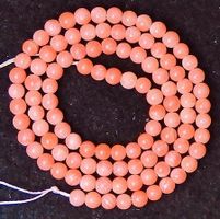 1 Strang echte top orange-rosa Korallen Perlen 4 mm
