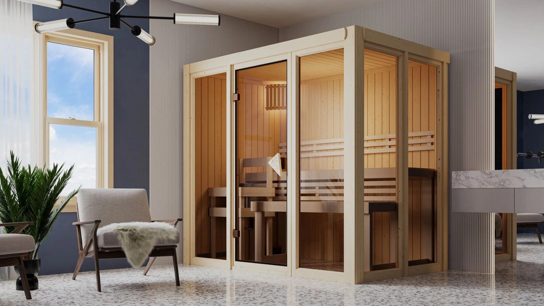 Sauna & Accessori: Sauna Irava 3 Systemsauna, Fronteinstieg - Gratis Versand – Nuovo e nell'imballaggio originale da Kleinwangen venduto da meinwarenkorb.ch