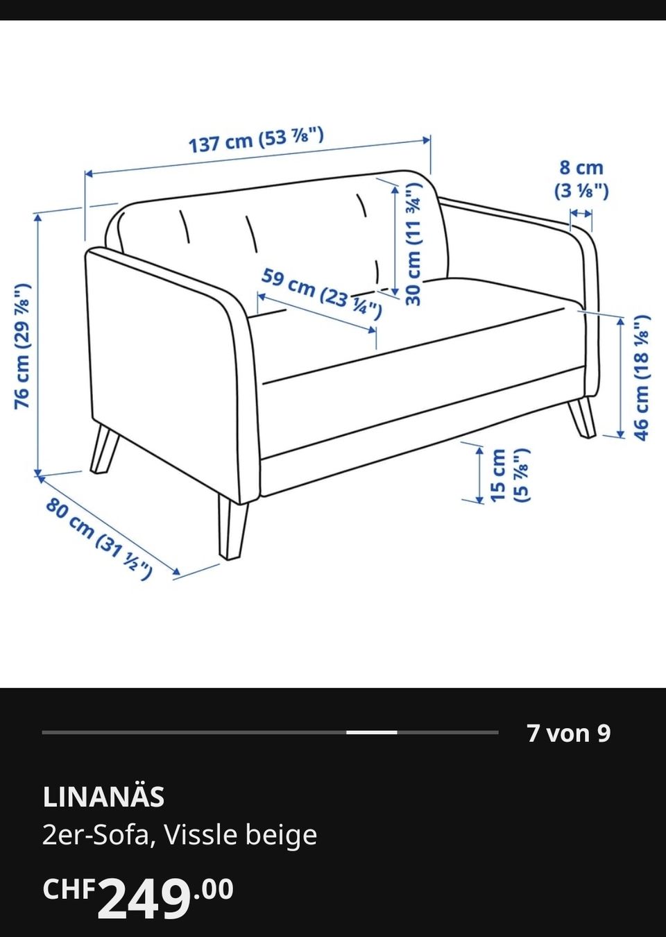 Ikea Divani: Linanäs, 2er Sofa – Usato da St. Gallen venduto da cei_tw5f 3