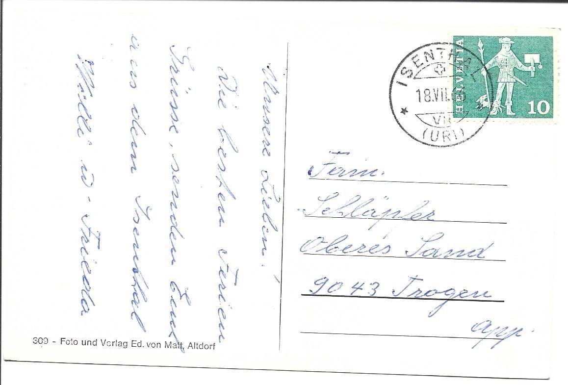 Cartoline postali: UR  Jsenthal – Usato da Appenzell venduto da mai25 1