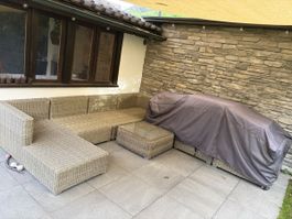 Lounge Garnitur Rattan Optik beige gebrauchter Zustand