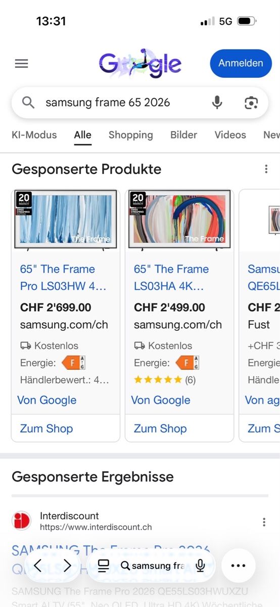 Samsung Televisori: Samsung Frame 65“ 2026 Orginalverpackt – Nuovo e nell'imballaggio originale da Bern venduto da AliceHo 4