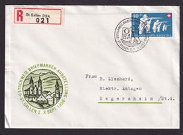 Einschreibe-Brief OBA St.Gallen 03.09.1950 - Pro Patria 1950
