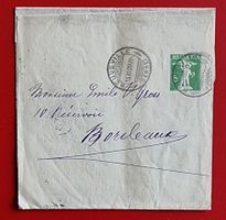 GANZSACHE STREIFBAND LA NEUVEVILLE BERN BORDEAUX FRANCE 1909