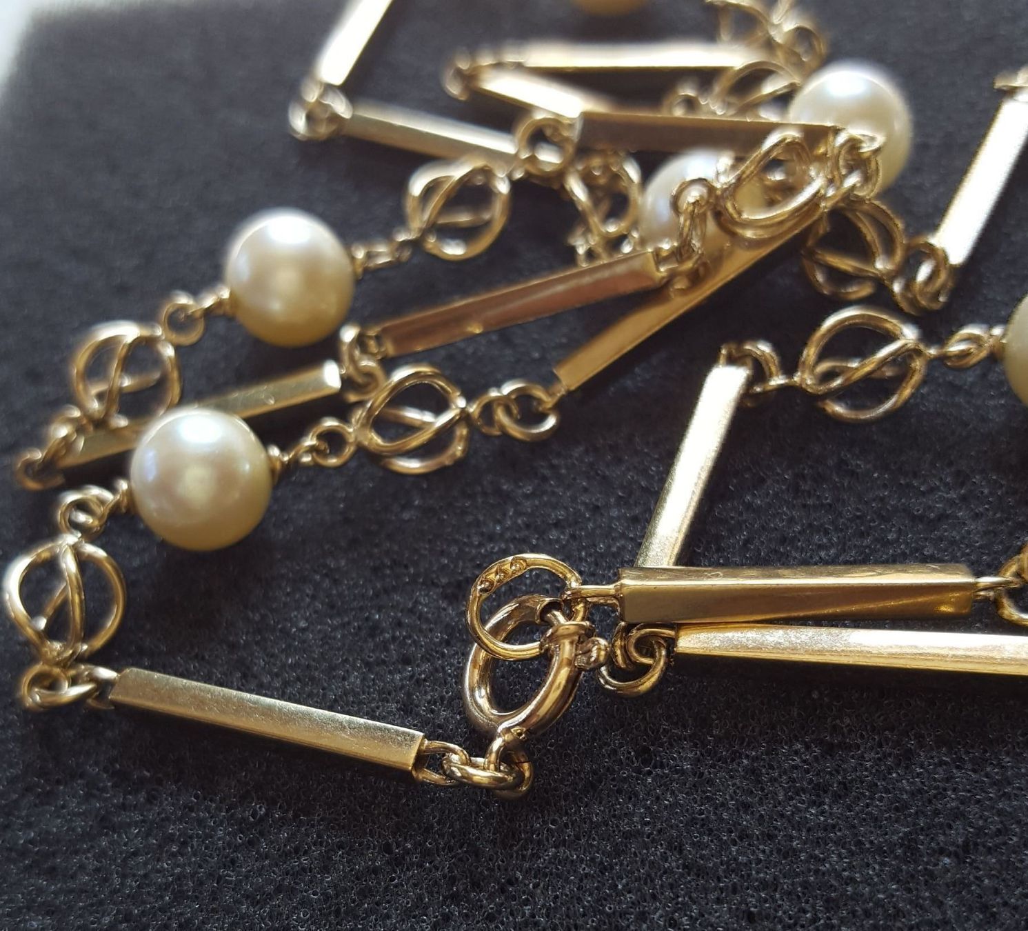 Catenine: Massiv Gold Kette mit Perlen – Usato da Wald ZH venduto da Dasilver 6