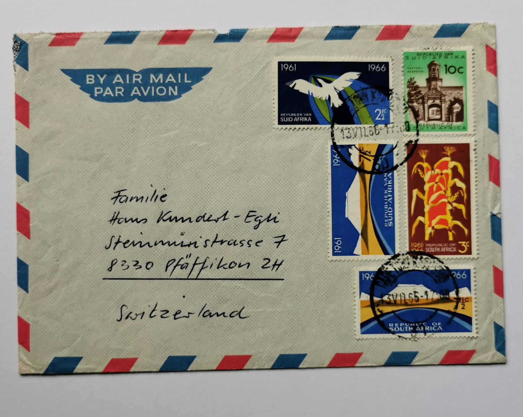Tous les timbres: Süd-Afrika-Beleg 1966 – D'occasion à Aadorf par Chnorli-Furz