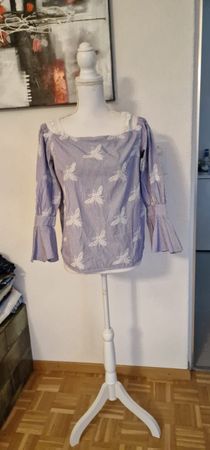 Sandro Paris Bluse mit Libellen Stickerei, Gr. 36, Sommer Lo