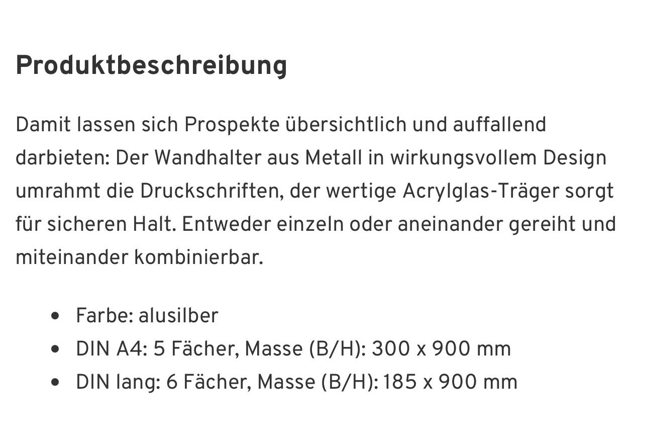 Scaffali: neuer Wandmagazin, 6 Fächer DIN lang – Nuovo (secondo la descrizione) da Necker venduto da liq24 1