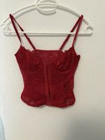 Damen Korsett Top in Rot mit Spitze guter Zustand