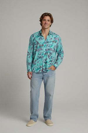 Southwest Castle Türkis Abstraktes Muster Button-Down Hemd