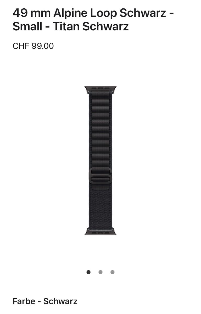 Apple Bracelets: Apple Original Alpine Loop 49mm schwarz – Neuf (Voir description) à Sargans par Churi