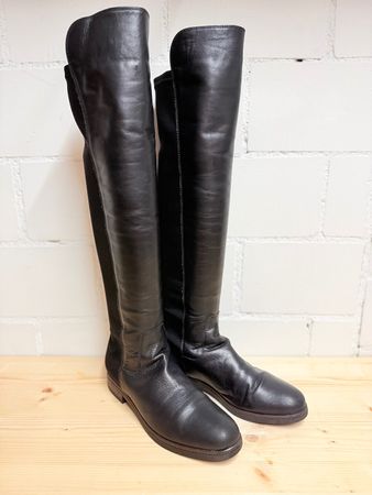 Globus Overknees schwarz Lammleder mit Stretch-Einsatz