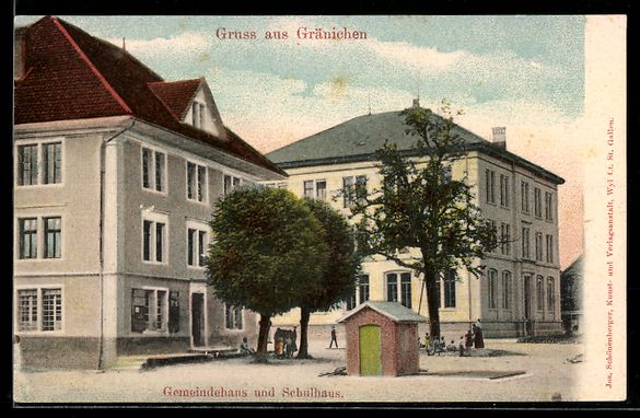 Cartoline postali: Gränichen, Gemeindehaus und Schulhaus – Usato da Berlin venduto da bartko-reher