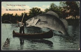 Manitou Beach, Riesiger Fisch springt in