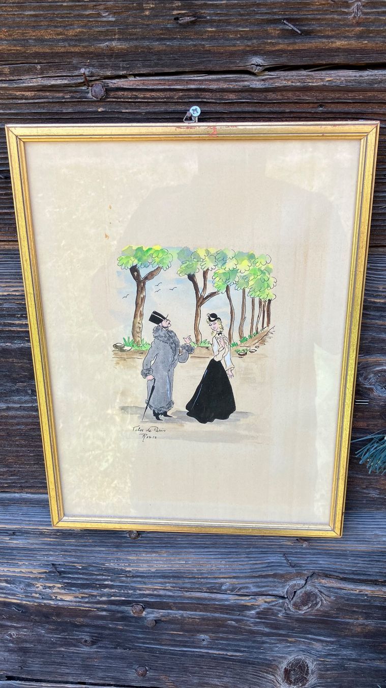 Dipinti: Aquarelle PARIS signé comique – Usato da St-Cierges venduto da LeRegain
