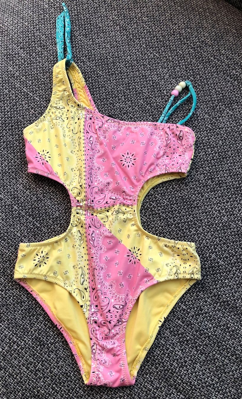 Costumi da bagno & Bikini: Pink-Blaues Badekleid mit Perlen – Nuovo (secondo la descrizione) da Langnau am Albis venduto da snla_scc9
