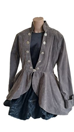 wunderschöner Gehrock für Frauen grau samtig Gr. XL Neu