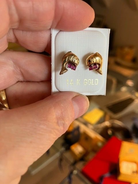 Orecchini pendenti & Orecchini a lobo: Ohrringe 14K Gold mit Rubinen – Nuovo e nell'imballaggio originale da Triesen venduto da hor_6kx9 3