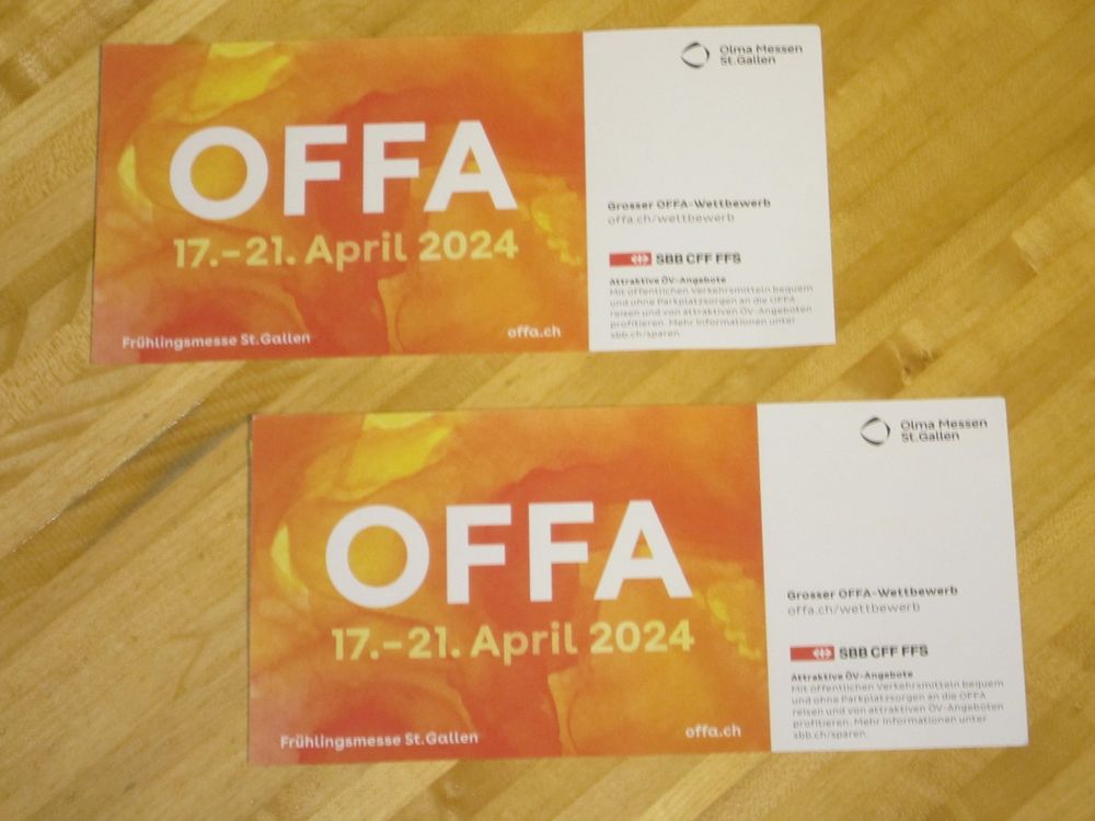 2 OFFA Gutscheine für Tageseintritt (Neu (gemäss Beschreibung)) in ...