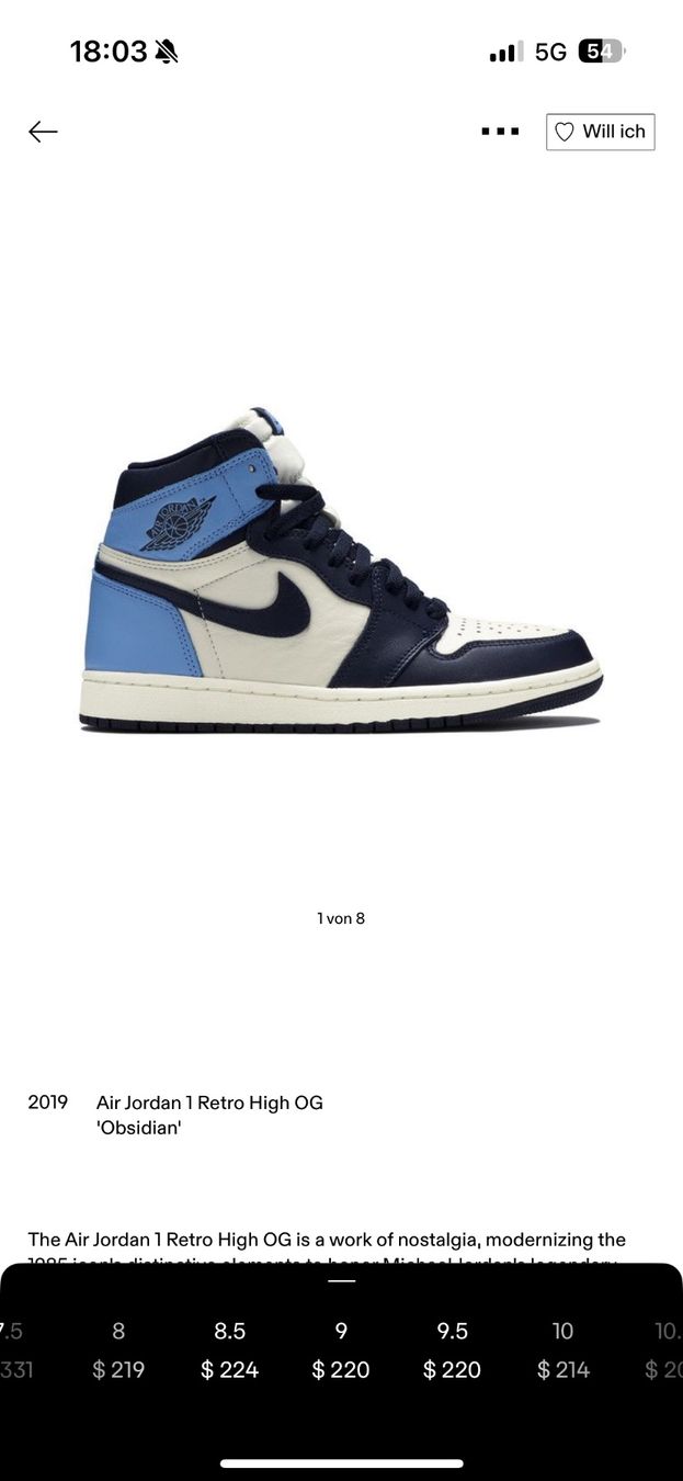 Jordan Scarpe da uomo: Nike Air Jordan 1 High OG Obsidian – Usato da Steffisburg venduto da Dayydreamer 3