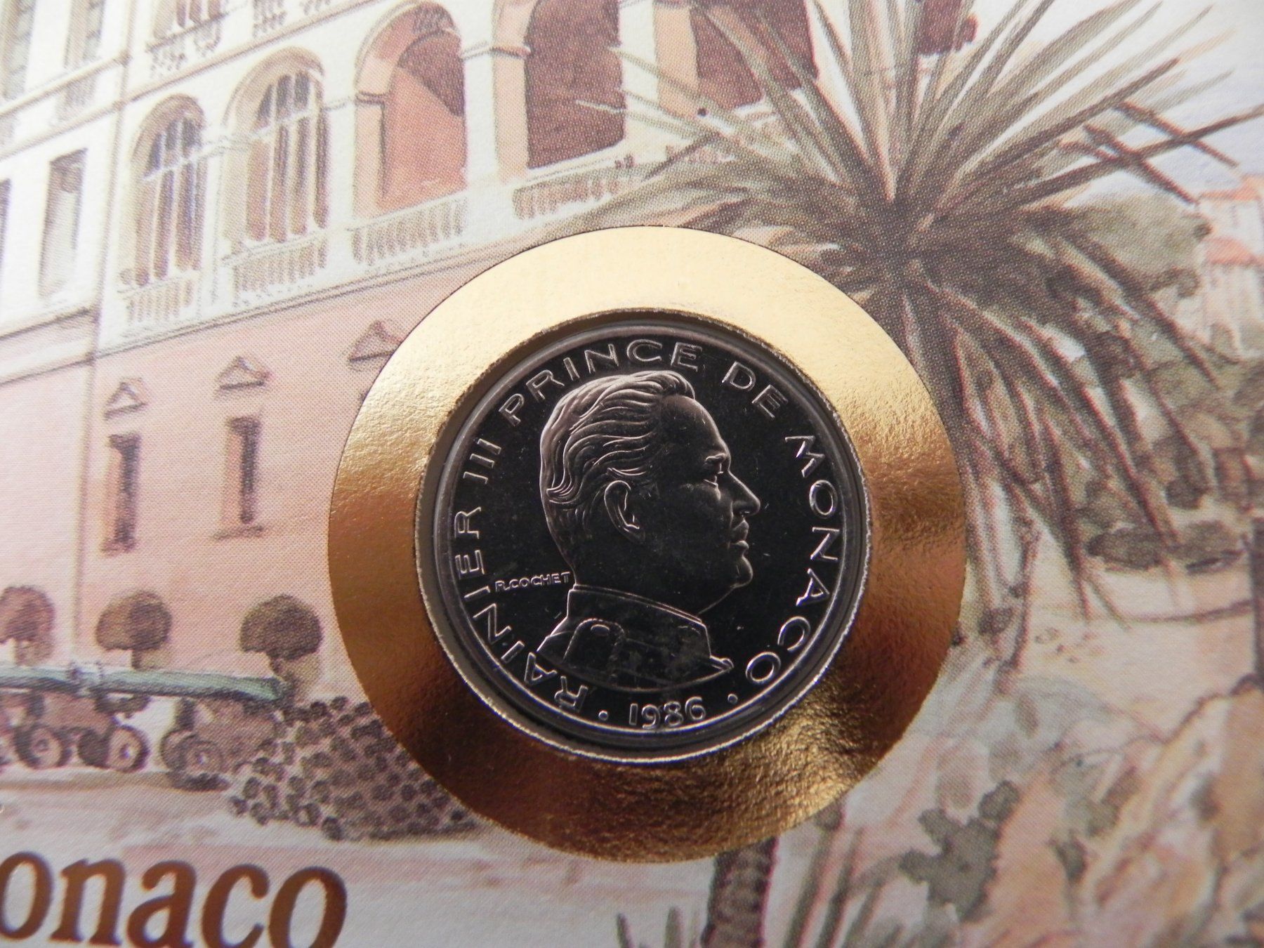 Tutti le monete: Münzbrief Monaco 1 Franc 1986 – Usato da Biel/Bienne venduto da Gogolozi 1