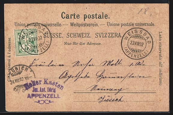 Cartoline postali: Litho Hoher Kasten, Hotel mit Spitze, Au – Usato da Berlin venduto da bartko-reher 1