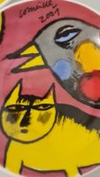 Rare Vintage Lot Corneille Kat en Vogel 2 Coupelles 2001 Art