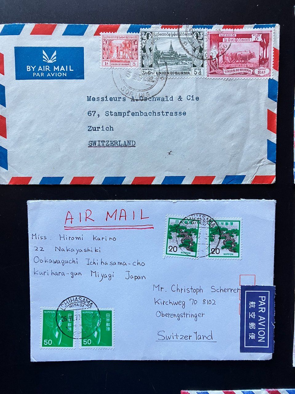 Alle Briefmarken: 5 Belege Asien – Gebraucht aus Nesslau von zueri6 1