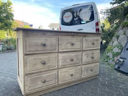 Kommode aus Holz mit 9 Schubladen 153x92x57 cm Natur