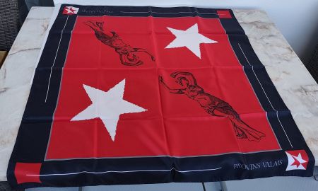 Seidentuch Provins Valais rot schwarz neu