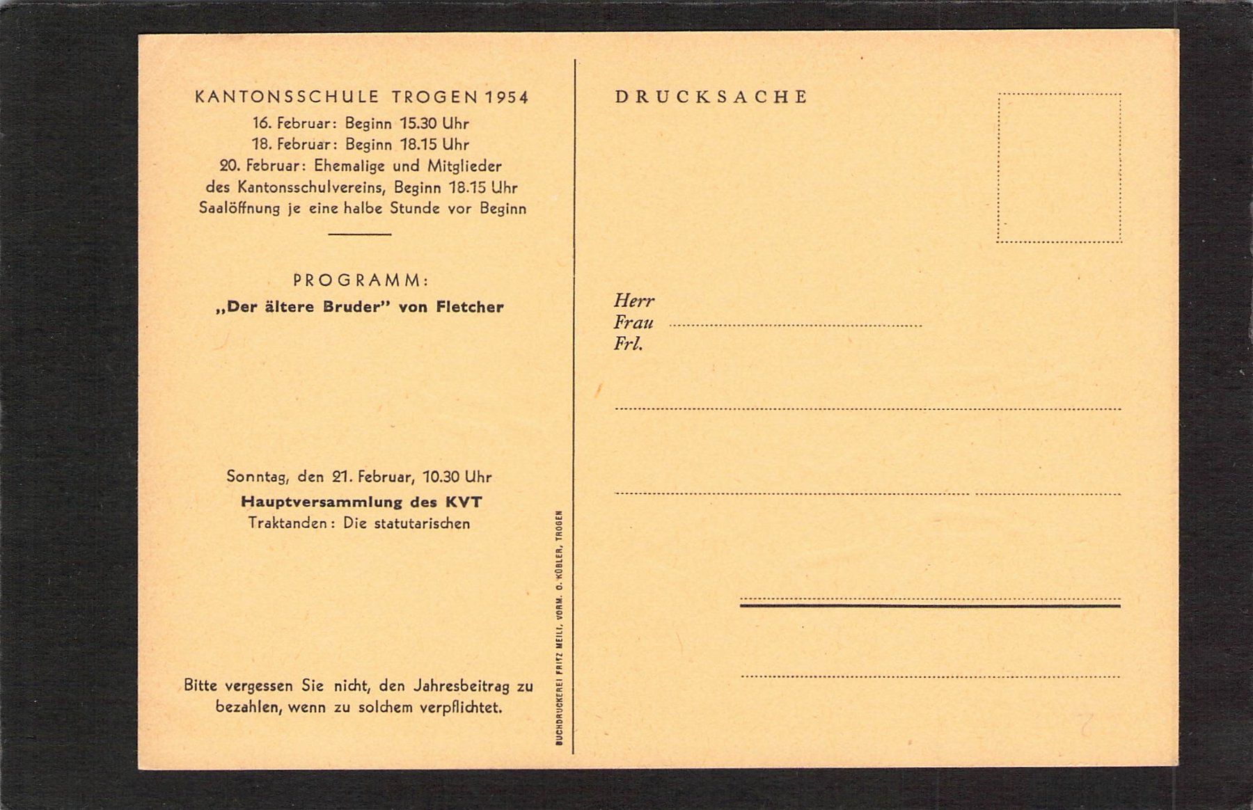 Cartoline postali: Studentenkarte : Trogen 1954 – Usato da Reichenburg venduto da ibiza18 1