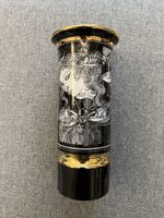 Hollóháza Vase, Handvergoldet, Schwarz und Weiss, TOP!