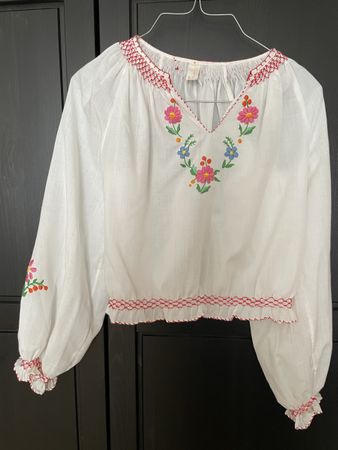 Ungarische Bluse m. Blumenmuster f. Mädchen Vintage