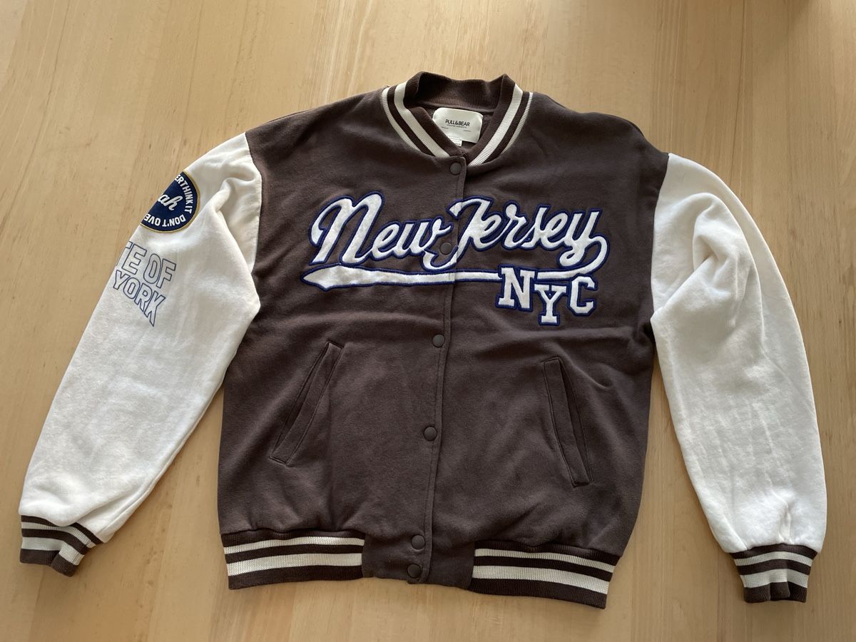 Pull&Bear Giacche: Pull&Bear Veste universitaire marron et crème, taille S – Usato da Ins venduto da Nick63