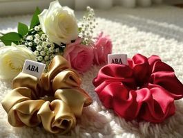 Seiden Scrunchies - (2 Stück) Elegante - Handgemachte, Neu!