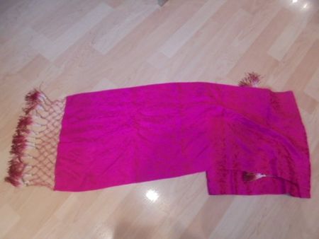 Seidenschal VINTAGE Pink mit Fransen aus Japan