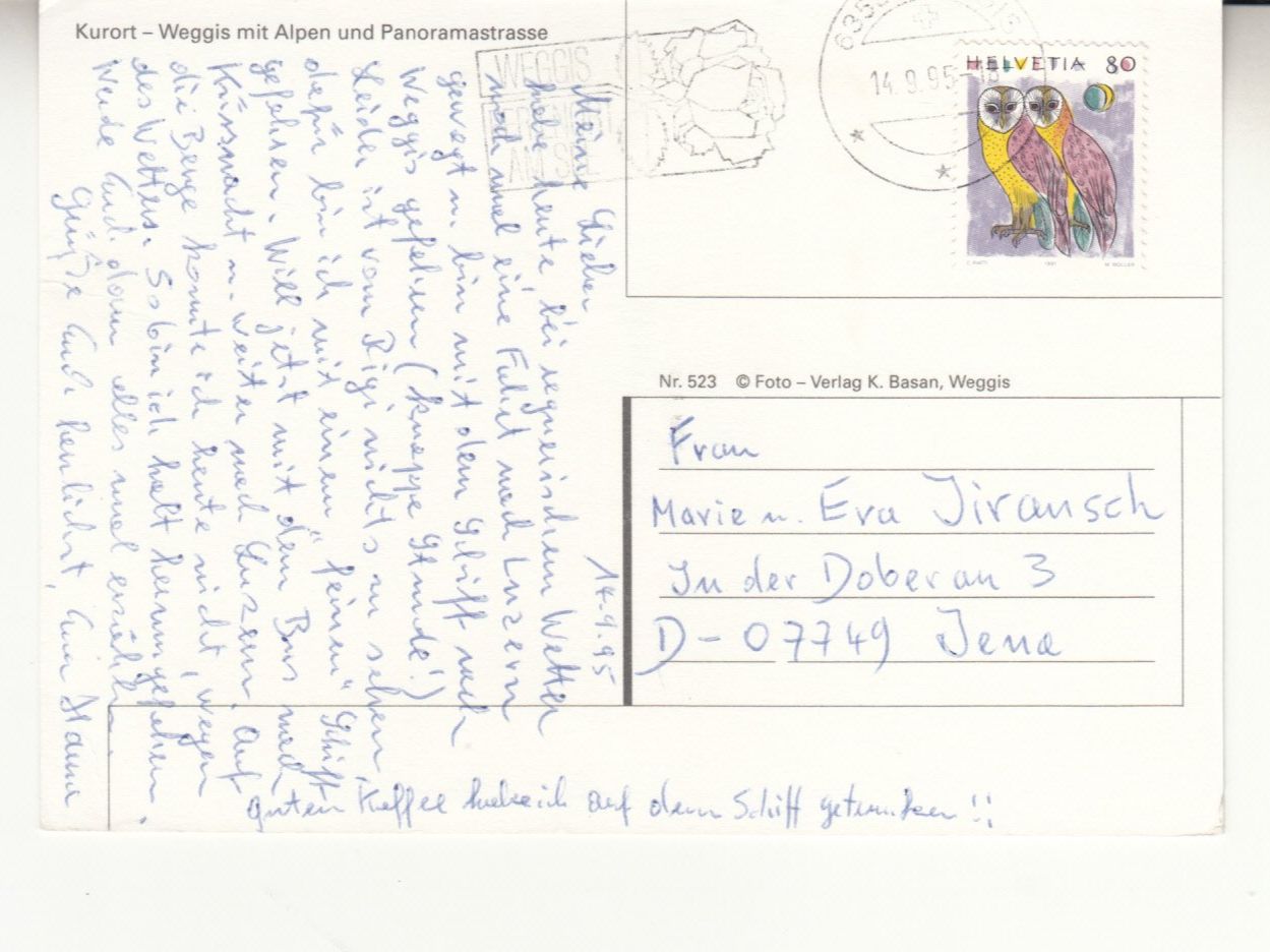 Cartoline postali: Weggis 1995 – Usato da Bürglen TG venduto da StampGraf 1